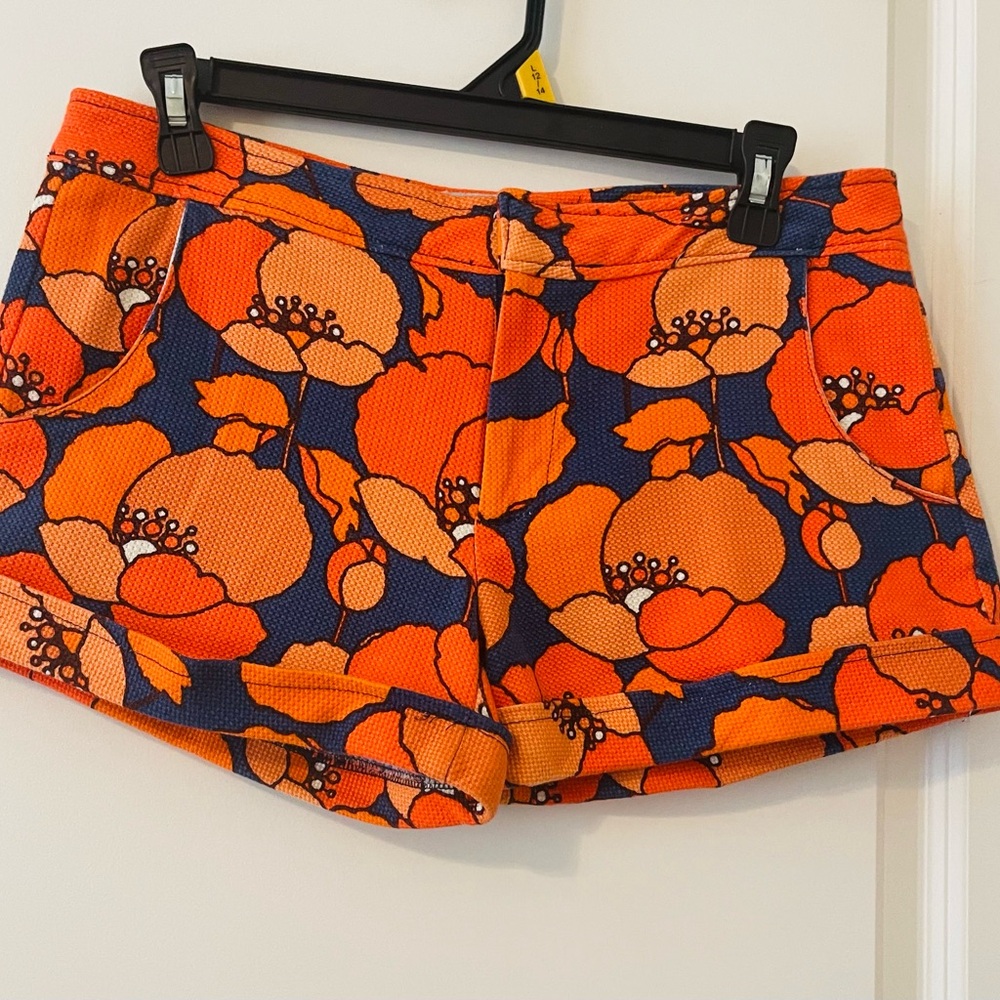 Judith March Orange and Blue Floral Women Shorts